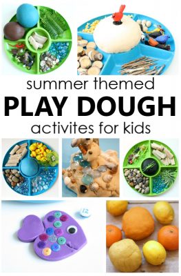 Try one of these fun summer play dough activities to inspire pretend play, work fine motor muscles, and explore different summer themes.