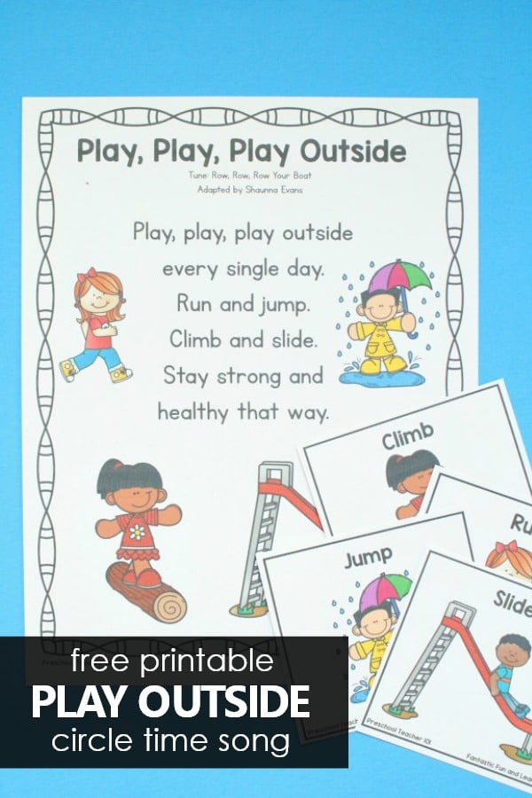 Free Printable Play Outside Circle Time and Transitions Movement Song for Preschoolers