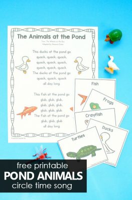 Free printable Animals at the Pond Circle Time Song Freebie for Preschool and Kindergarten Pond Theme