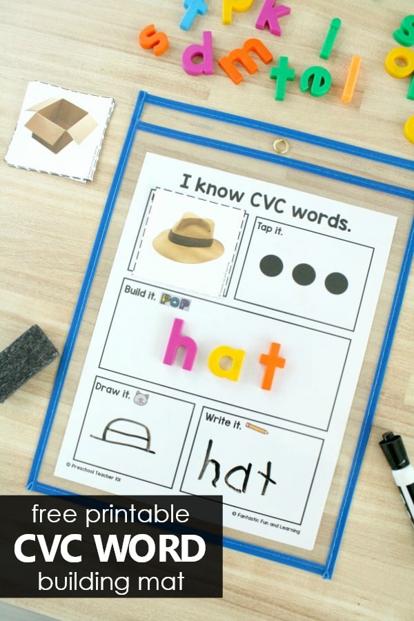 Free Printable CVC Word Building Mat for Kids