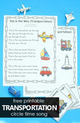 Free Printable Transportation Circle Time Song for Vehicle Theme