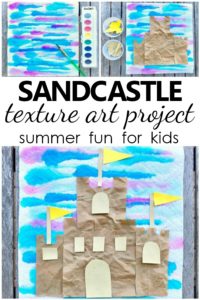 Sandcastle Texture Art Project. Summer Craft for Kids