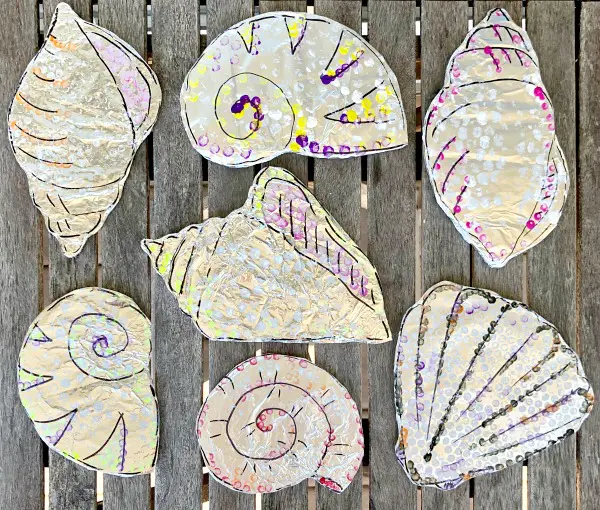 Shimmering Seashell Craft Project-Summer Seashell Art for the Senses