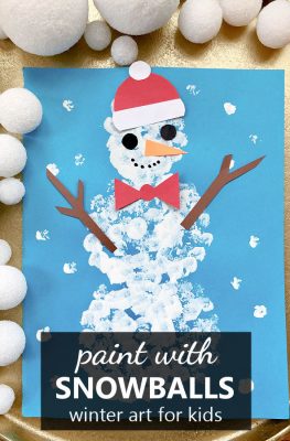 Paint with Snowballs Winter Art Project and Snowman Craft for Kids in Preschool and Kindergarten