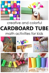 Repurpose cardboard tubes and use them for fun carboard tube math activities to practice counting, colors, and shapes with kids.