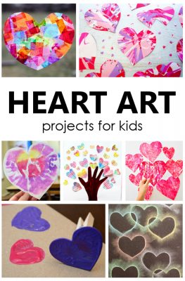 Choose from 20 creative heart art projects that include process art painting and collage art kids can make for Valentine's Day or anytime.