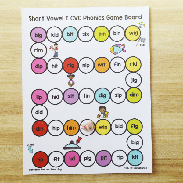Short I CVC Word Game for Kindergarten and First Grade