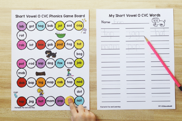 Free printable phonics game to practice CVC Words