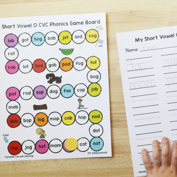 Short O CVC Word Game for Kindergarten
