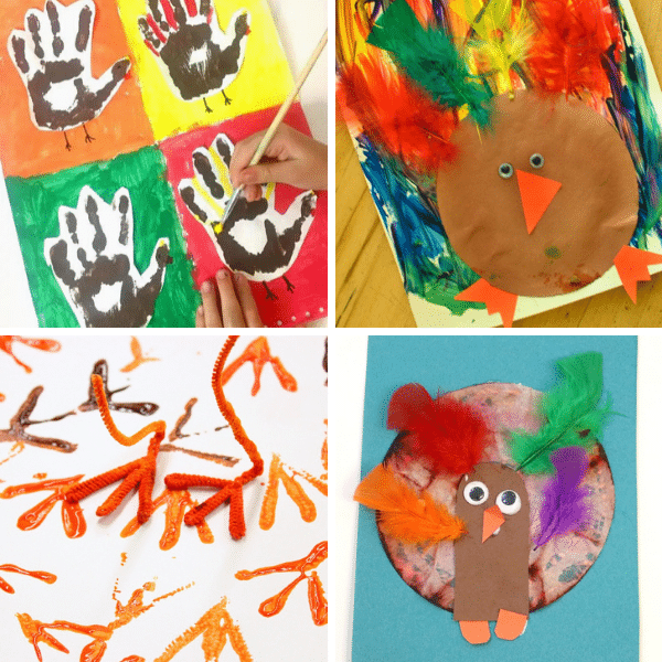 Turkey Art Projects and Turkey Crafts for Kids Thanksgiving Activities