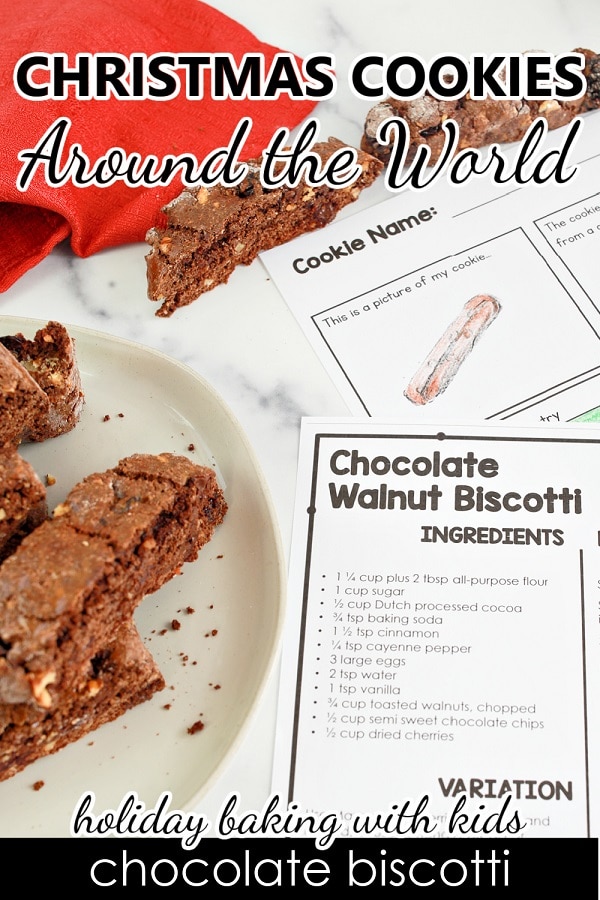 Christmas Cookies Around the World Holiday Baking with Kids-Italian Chocolate Biscotti Cookie Recipe
