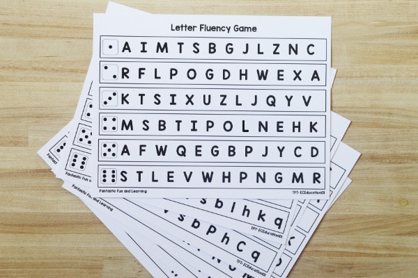 Different options for letter fluency letter naming printable