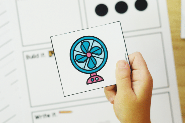 Step 1-Identify picture. Segment words in CVC phonemic awareness activity