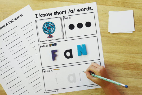 Step 4-Practice writing short a cvc words in prekindergarten