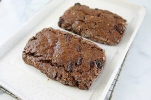 Step 8-Bake biscotti loaves for chocolate biscotti recipe