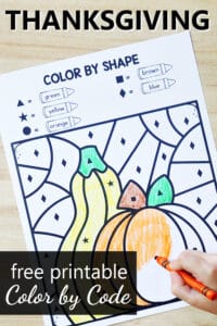 Free Printable Thanksgiving Color by Code Math Worksheets for PreK and Kindergarten