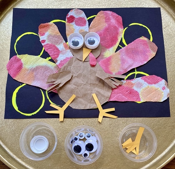 Step 4-Add body parts and details to turkey Thanksgiving craft