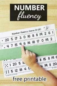 Number Fluency Free Printable Math Game for Preschool and Kindergarten Counting to 20