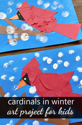 Cardinals in Winter-Art Project and Winter Craft for Kids