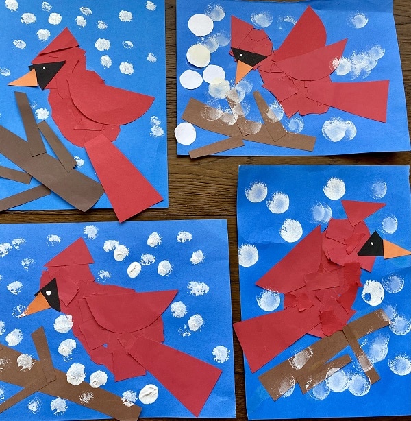 Winter Cardinal Art Project for Elementary Art