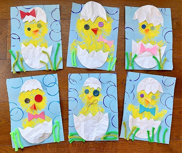 Fork-Painted Spring Chick Art Project for Kids