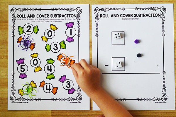 Free printable subtraction game for pre-k and kindergarten