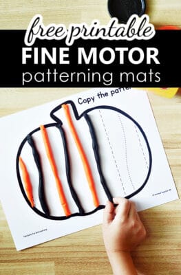 Free Printable Pumpkin Fine Motor Play Dough and Tracing Patterning Mats Center for PreK and K