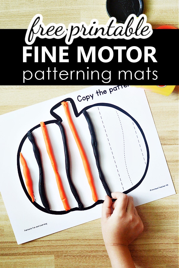 Free Printable Pumpkin Fine Motor Play Dough and Tracing Patterning Mats Center for PreK and K