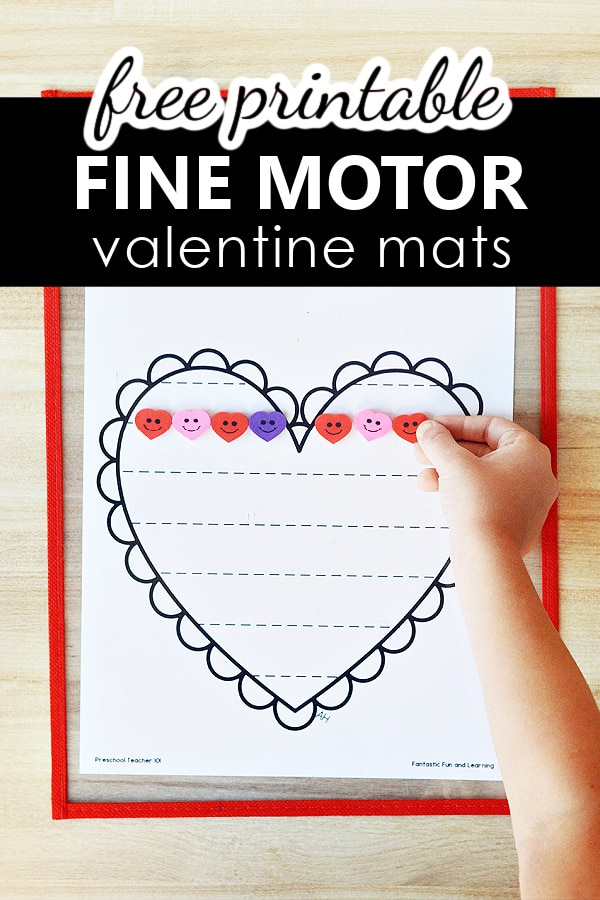 Free Printable Heart Fine Motor Play Dough and Tracing Patterning Mats Center for PreK and K-3