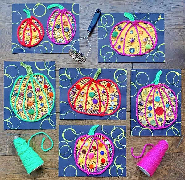 Kusama Inspired Pumpkin Collage Art Project for Kids-Finished Work Samples