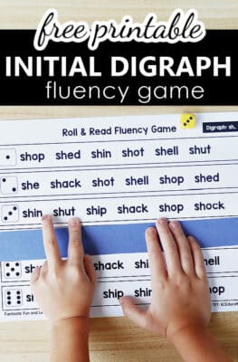 Free Printable Beginning Digraph Fluency Reading Game for Kindergarten and First Grade