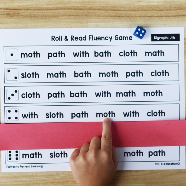 No Prep Literacy Center Activity to Practice Ending Digraphs and Reading Fluency