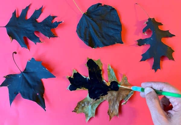 Painting Fall Leaves for Cat Art Project