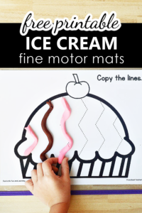 Free Printable Ice Cream Fine Motor Play Dough and Tracing Patterning Mats Center for PreK and K -1