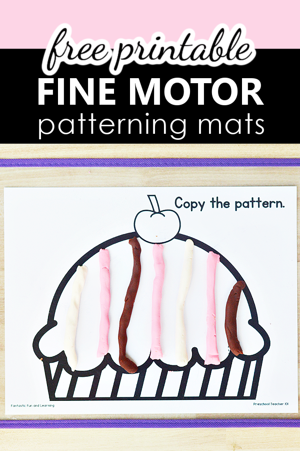 Free Printable Ice Cream Fine Motor Play Dough and Tracing Patterning Mats Center for PreK and K -2