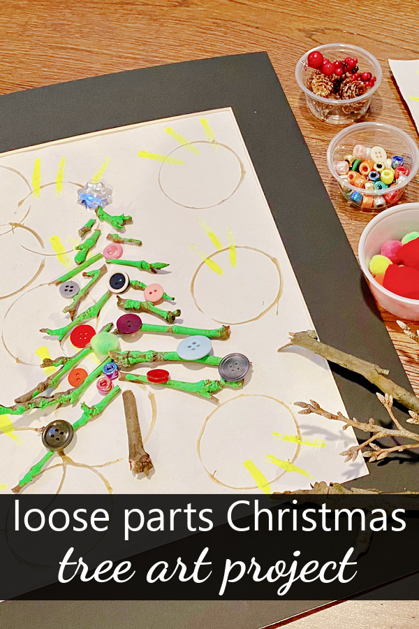 Loose Parts Stick Christmas Tree Art Project