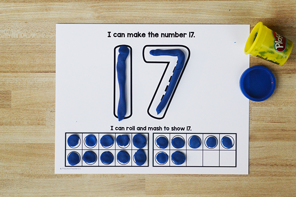 Numbers to 20 Play Dough Counting Mats for Kindergarten and First Grade