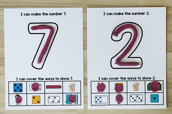 Play Dough Mats for PreK and Kindergarten Numbers to 10 Math Activities