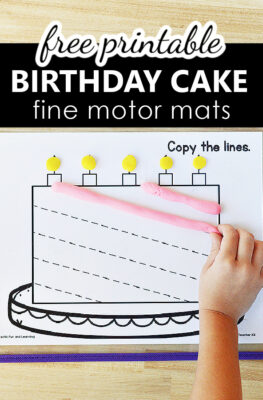 Free Printable Birthday Cake Fine Motor Play Dough and Tracing Patterning Mats Center for PreK and K-1