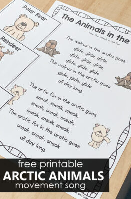 Free Printable Arctic Animals Preschool Movement Song-Winter Song for Kids