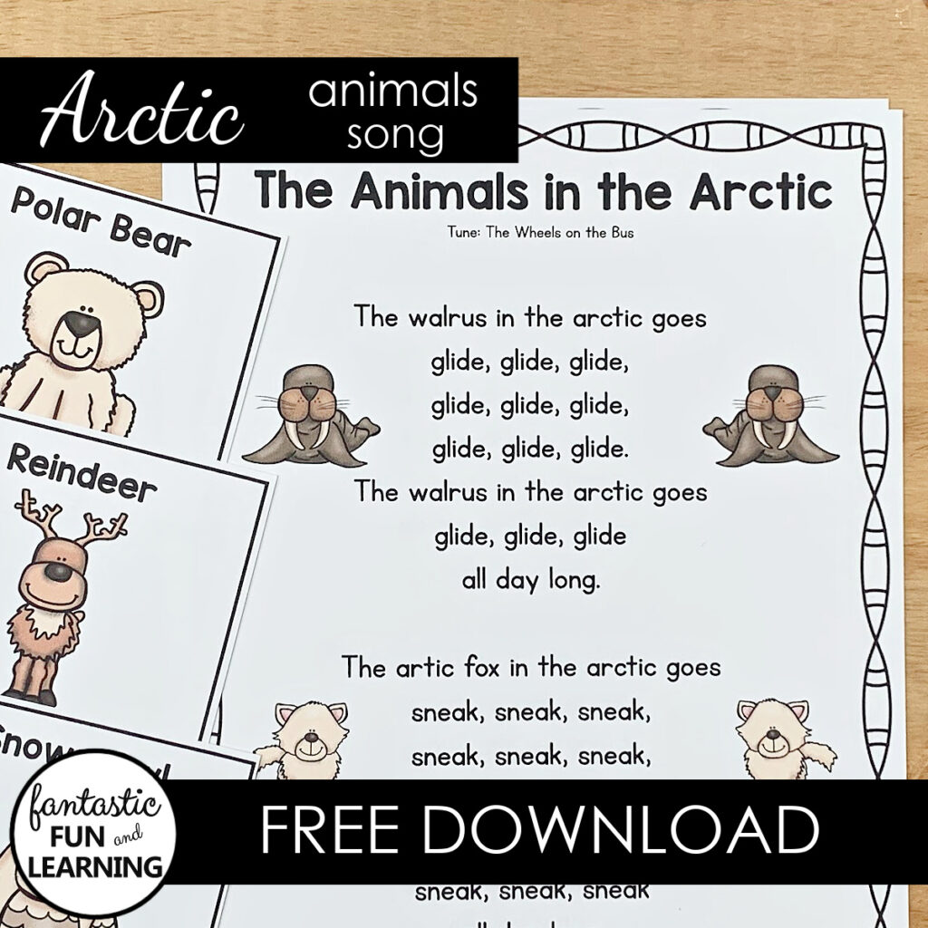 Free Printable Arctic Animals Winter Song for Kids-square