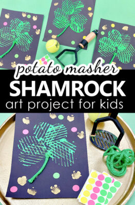 Potato Masher Shamrock Art Project for Kids-St. Patrick's Day Craft Idea