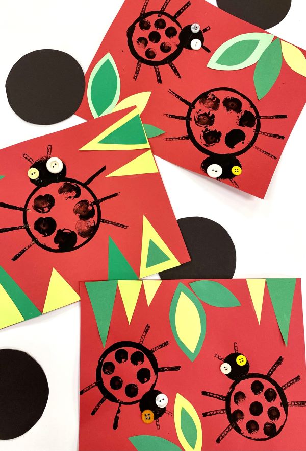 Finished Mixed Media Ladybug Art Project for Kids