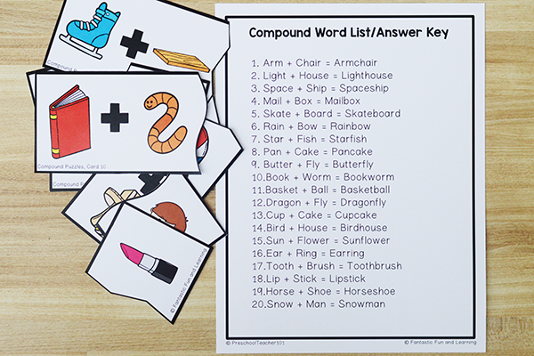 Answer Key for Teacher Use-Compound Word Puzzles
