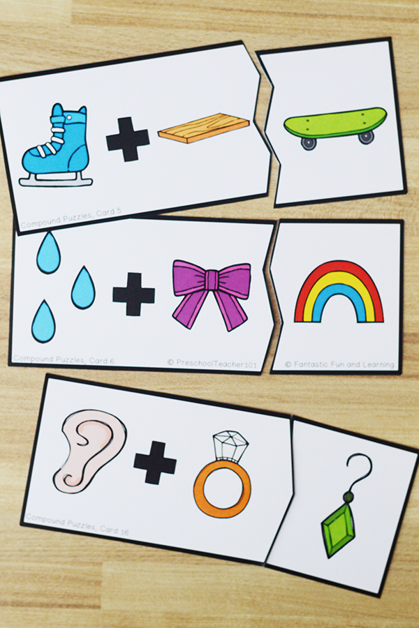 Compound Words Puzzles Printable for Preschool and Kindergarten
