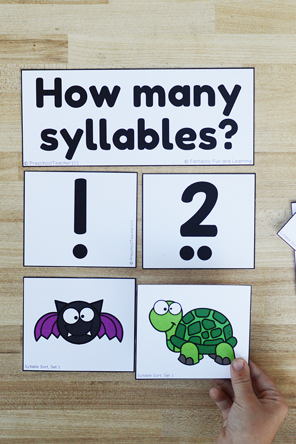 Counting Syllables Phonological Awareness Sort for PreKindergarten and Kindergarten Reading Centers