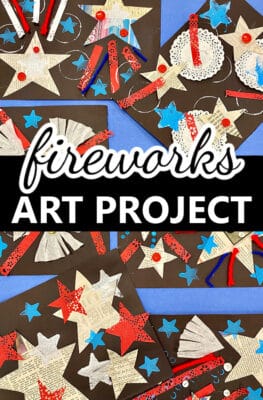 Patriotic Fireworks Collage Art Project for Kids