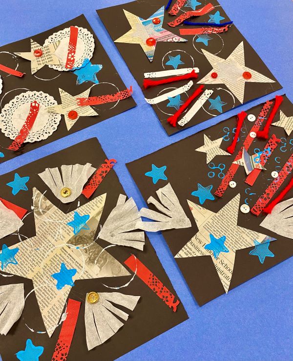 Red white and blue art project for kids
