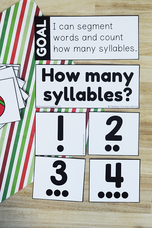 Syllable Sort Activity for Christmas Theme in PreK and Kindergarten