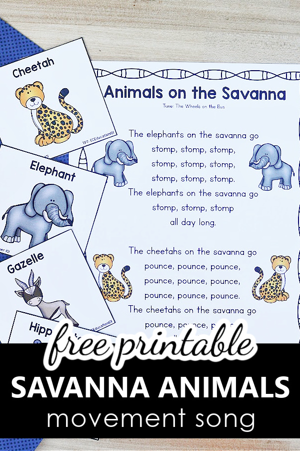 African Animals Movement Song and Emergent Reader for PreK and Kindergarten